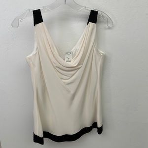 NWT WHBM Silk Off White Cowl Sleeveless Blouse Tank Top Camisole XS